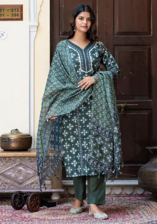 Picture of Fine Cotton Cadet Blue Readymade Salwar Kameez