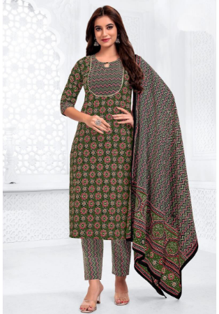 Picture of Cotton Dark Slate Grey Readymade Salwar Kameez