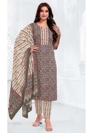 Picture of Resplendent Cotton Dim Gray Readymade Salwar Kameez