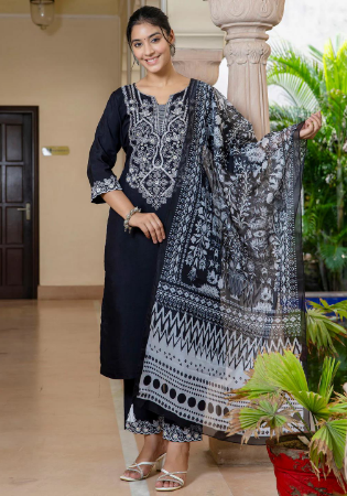 Picture of Statuesque Silk Black Readymade Salwar Kameez