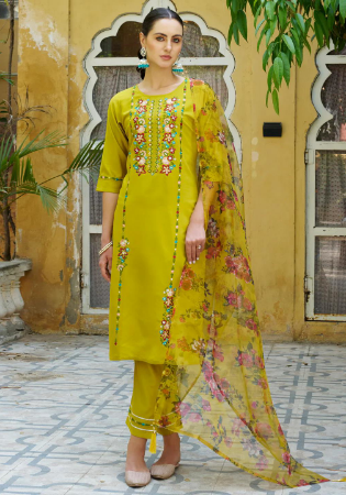 Picture of Rayon Dark Golden Rod Readymade Salwar Kameez