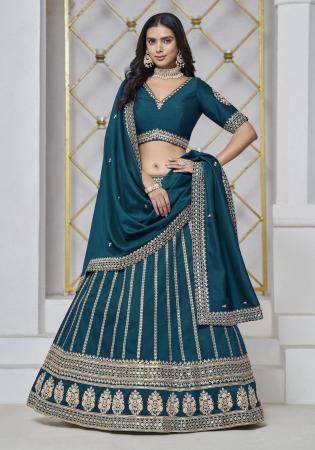 Picture of Appealing Silk Navy Blue Lehenga Choli