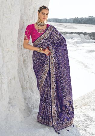 Picture of Pretty Georgette Dark Slate Blue Saree