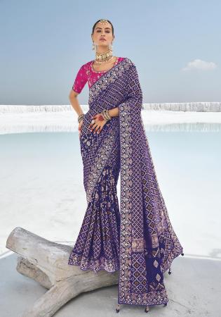 Picture of Gorgeous Georgette Midnight Blue Saree