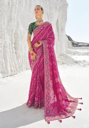 Picture of Good Looking Georgette Medium Violet Red Saree