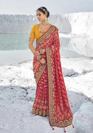 Picture of Pleasing Georgette Fire Brick Saree