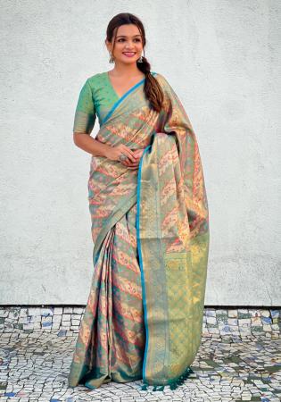 Picture of Appealing Silk Dark Sea Green Saree