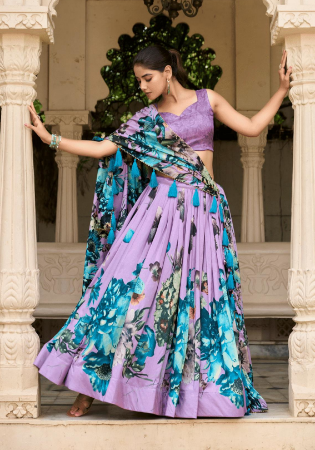 Picture of Pretty Silk Light Blue Lehenga Choli