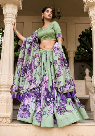 Picture of Nice Silk Dark Sea Green Lehenga Choli