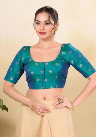 Picture of Elegant Silk Dark Cyan Designer Blouse