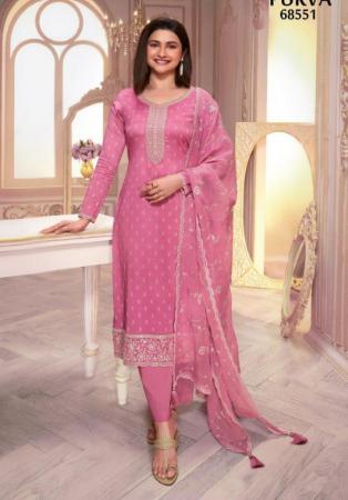 Picture of Silk Pale Violet Red Straight Cut Salwar Kameez