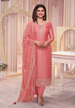 Picture of Silk Pale Violet Red Straight Cut Salwar Kameez