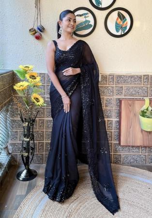 Picture of Classy Georgette Black Saree