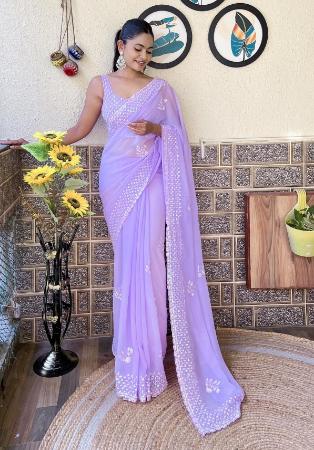 Picture of Resplendent Georgette Light Sky Blue Saree