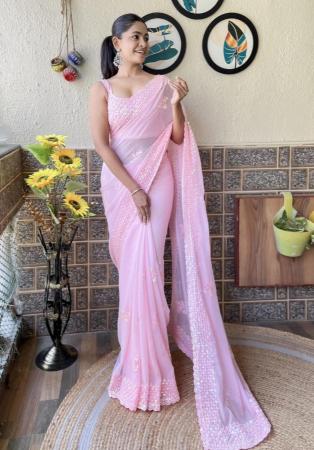 Picture of Admirable Georgette Rosy Brown Saree