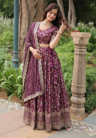 Picture of Chiffon & Silk Maroon Straight Cut Salwar Kameez