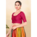 Picture of Delightful Chiffon & Brasso Crimson Designer Blouse