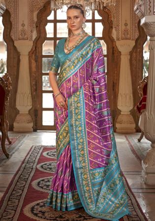 Picture of Alluring Silk Dark Cyan Saree