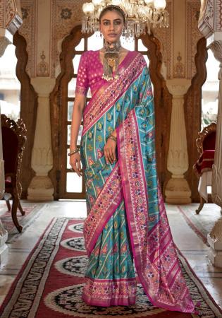 Picture of Alluring Silk Dark Turquoise Saree