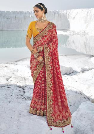 Picture of Taking Georgette Fire Brick Saree