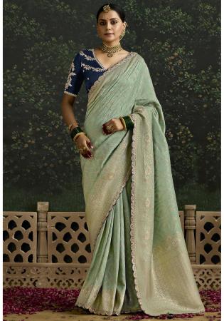 Picture of Delightful Silk Dark Sea Green Saree