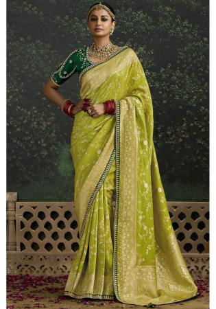 Picture of Exquisite Silk Golden Rod Saree