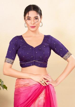 Picture of Graceful Silk Dark Slate Blue Designer Blouse