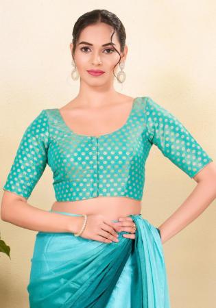 Picture of Marvelous Silk Medium Turquoise Designer Blouse