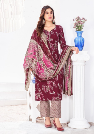 Picture of Delightful Cotton Brown Readymade Salwar Kameez