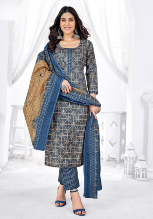 Picture of Well Formed Cotton Slate Grey Readymade Salwar Kameez