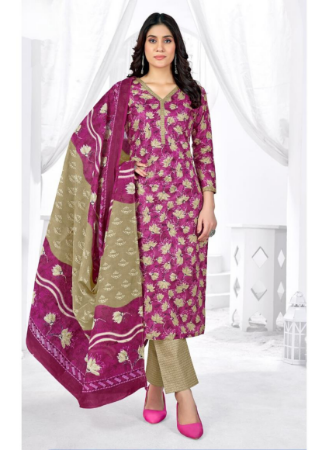 Picture of Cotton Pale Violet Red Readymade Salwar Kameez