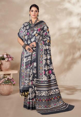 Picture of Magnificent Chiffon Dark Slate Grey Saree