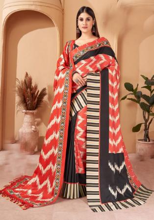 Picture of Magnificent Chiffon Fire Brick Saree