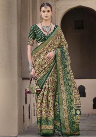 Picture of Delightful Silk Dark Khaki Saree