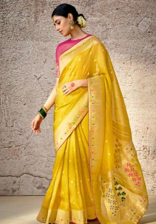 Picture of Lovely Silk Dark Golden Rod Saree