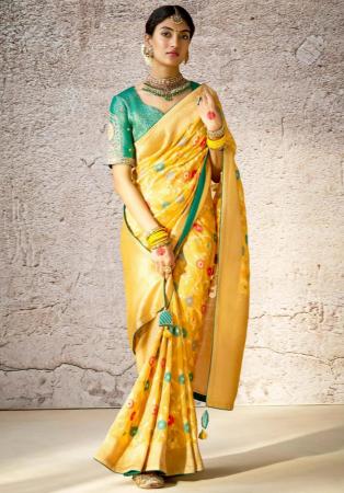 Picture of Elegant Silk Dark Golden Rod Saree