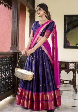 Picture of Cotton & Silk Dark Slate Blue Lehenga Choli