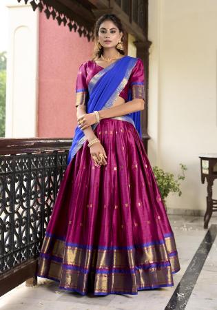 Picture of Cotton & Silk Medium Violet Red Lehenga Choli