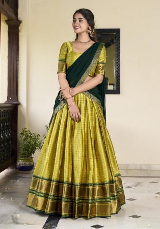 Picture of Comely Cotton & Silk Olive Lehenga Choli