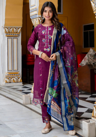 Picture of Sightly Rayon Purple Readymade Salwar Kameez