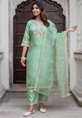 Picture of Magnificent Rayon Dark Sea Green Readymade Salwar Kameez