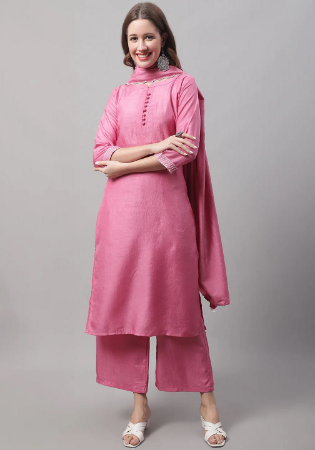 Picture of Appealing Silk Light Pink Readymade Salwar Kameez