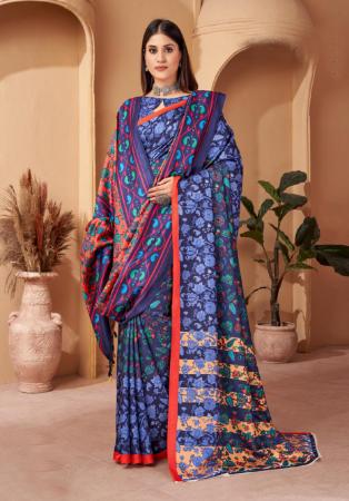 Picture of Taking Chiffon & Georgette Steel Blue Saree