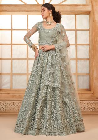 Picture of Graceful Net Grey Lehenga Choli