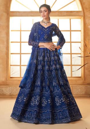 Picture of Marvelous Net Midnight Blue Lehenga Choli