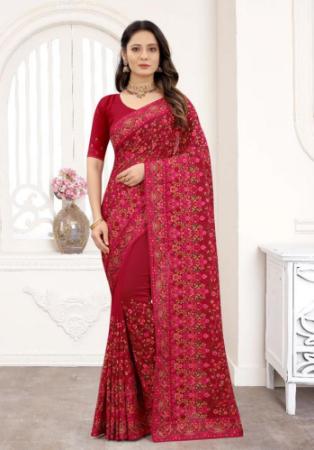 Picture of Appealing Georgette Maroon Saree