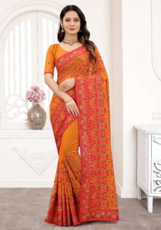 Picture of Delightful Georgette Coral Saree