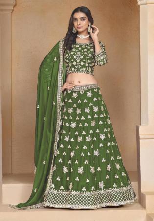 Picture of Fine Organza Dark Sea Green Lehenga Choli