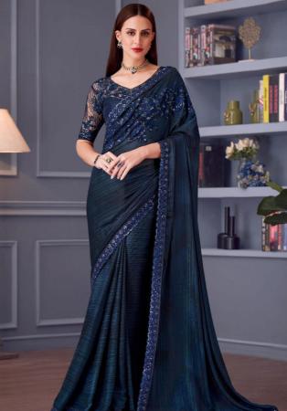 Picture of Graceful Silk Navy Blue Saree