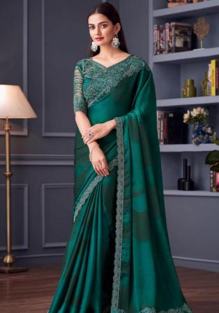 Picture of Marvelous Silk Dark Green Saree